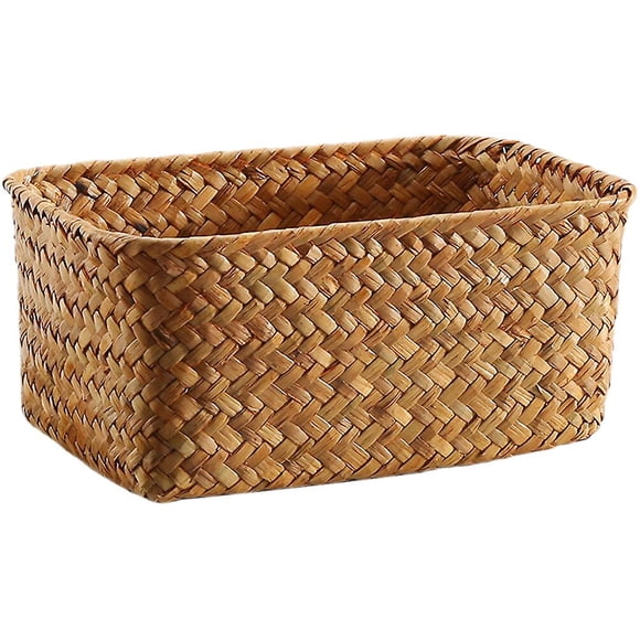 Hand Woven Seagrass Storage Basket Desktop Decorative Basket For Sundries Stationery Toy