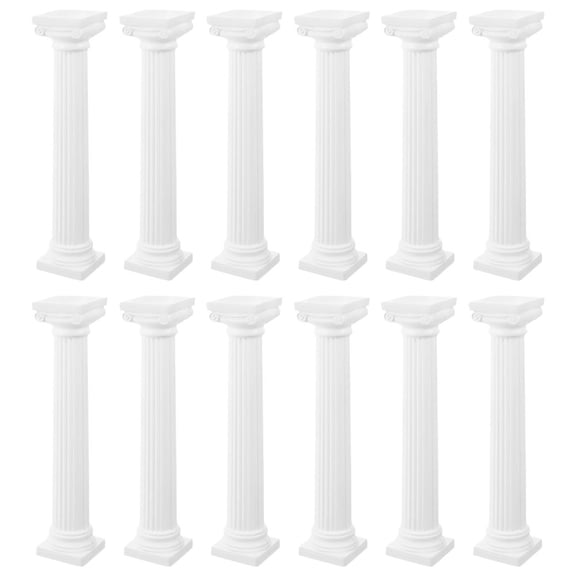 HEATSHAKING White Classical Plastic Roman Column Pedestal 12Pcs For Dioramas Displays And Garden Enhancement 3.9x1.3x1.3in