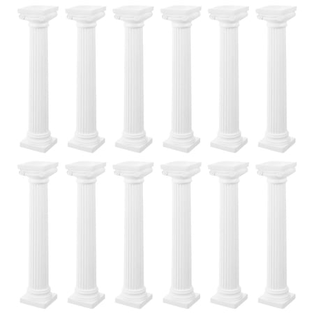 HEATSHAKING White Classical Plastic Roman Column Pedestal 12Pcs For Dioramas Displays And Garden Enhancement 3.9×1.3×1.3in