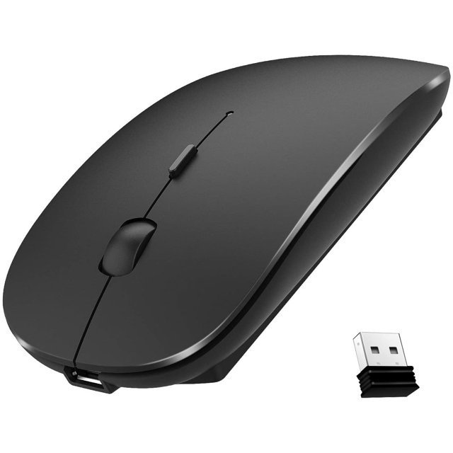 Ratón inalámbrico recargable, Slim Mute Silent Click Ratón óptico silencioso con receptor USB Compatible con notebook, PC, computadora portátil, computadora, MacBook Sincero Hogar