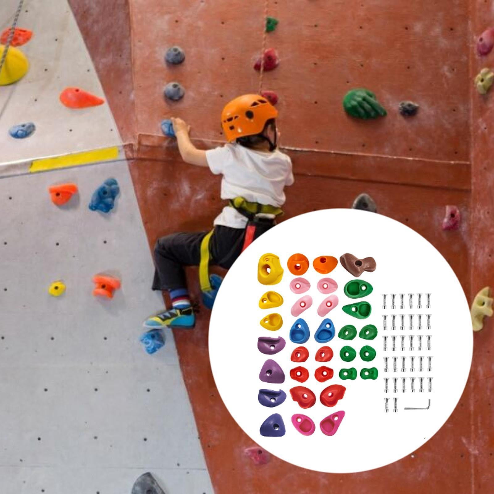 Wswqop 32 Pieces Rock Climbing Holds Climbing Rocks Includes Mounting Hardware Coloured