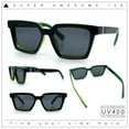 thumbnail image 2 of Locs Retro Beveled Frame Horn Rim Rectangle Gangster Sunglasses Black Green - Black, 2 of 7