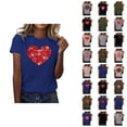 thumbnail image 1 of T-shirt Femme Saint-Valentin 2026 Mode Manches Courtes Col Rond Cœur Graphique, 1 of 4