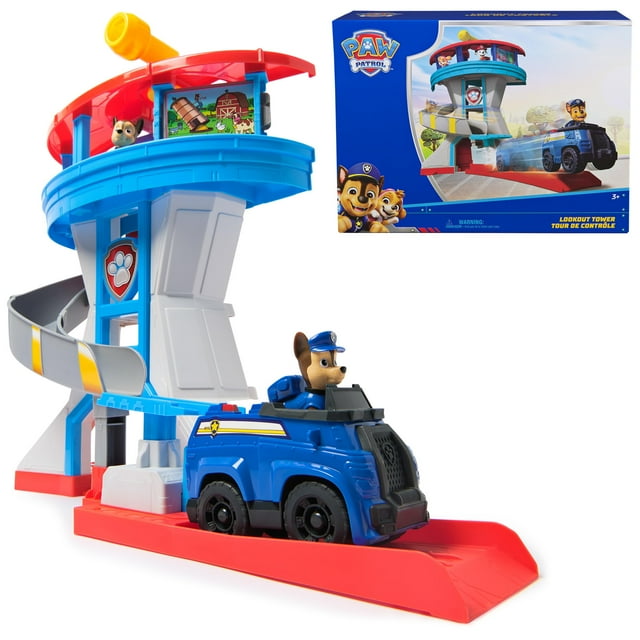 Torre de observación de Toy Paw Patrol con figuras y vehículo de Chase