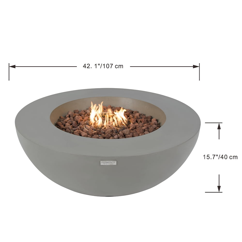 Elementi Lunar Gas Fire Pit for Outside Outdoor Fire Pit Table Smokeless Fire Pit Concrete Round Fire Bowl Patio Heater Fireplace 45000 BTUs - Grey, 42 x 42 Inches
