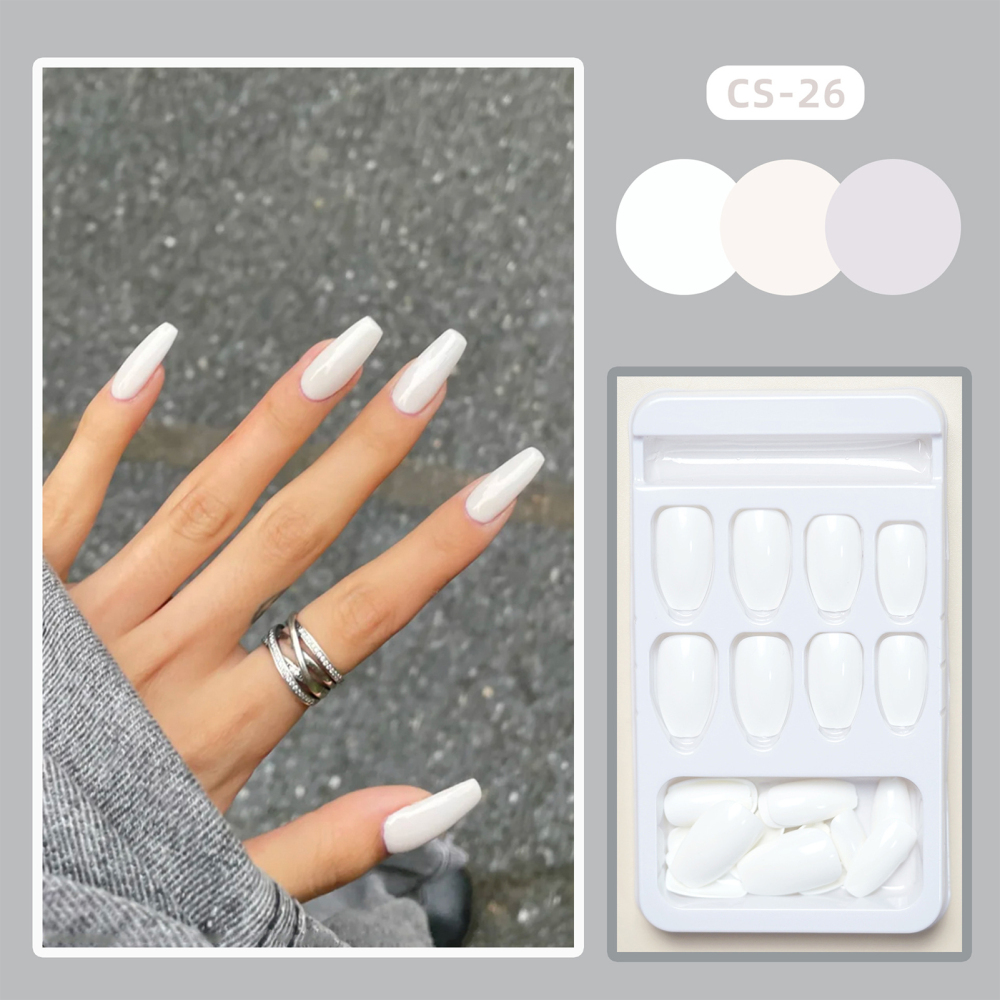 Bright White Ballerina Fake Nails Not Hurting Hands Not Easy to Break