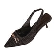 thumbnail image 7 of Kitten Heels for Women Trendy Metal Chain Pointed Closed Toe Slingback Sandals Elegant Party Prom Dress Shoes Black Size 7.5, 7 of 7