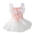 thumbnail image 6 of Pet Dress Bowknot Design Hollowed Lace Mesh Patchwork - Pleated Hem Striped Photography Prop - Princess Cat Dog Wedding Dress - for Small Dog Girl, 6 of 8