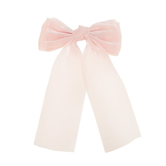 Unique Bargains 1 Pc Fashionable Bow Ribbon Duckbill Hair Clips for Home Light Pink