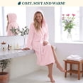 thumbnail image 5 of PAVILIA Women’s Hooded Fleece Robe, Soft Plush Long Bathrobe with Hood, Lightweight Warm Cozy Spa Shower Housecoat, Plus Size 2XL/3XL, Pink, 5 of 10