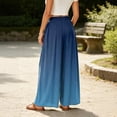 thumbnail image 7 of Gradient Ombre Wide Leg Pants for Women, High Waist Flowy Palazzo Trousers - Boho Summer Beach Vacation Bottoms Royal Blue L, 7 of 7