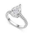 thumbnail image 3 of Eclet Jewels 14K White Gold Plated Birthday Rings - Prong Set 2 Ct Pear Cut Lab Created Diamond Rings - Solitaire With Accents Wedding Rings for Women's - Halo Solitaire with Accent Engagement Rings, 3 of 9