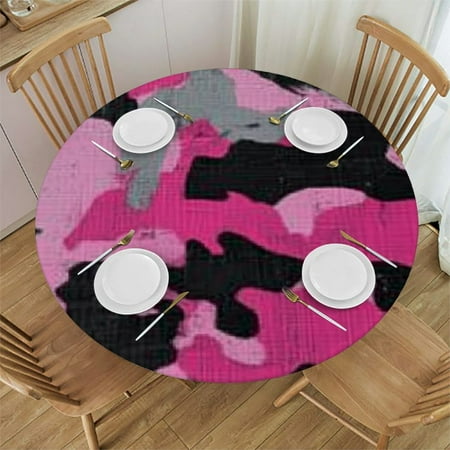 

Autua Camouflage Pink Abstract Art Round Tablecloth Stain-Resistant Washable 100% Polyester for Indoor Outdoor Restaurant Wedding Party Picnic Dining Kitchen Farmhouse Outdoor Fitted 31 -35