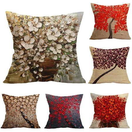 Flower Throw Pillow Meigar Decorative Throw Pillow Covers Clearance 18x18 Inches Flower Linen Pillow Cases Protector with Zipper for Car Sofa Couch Bed Home ()