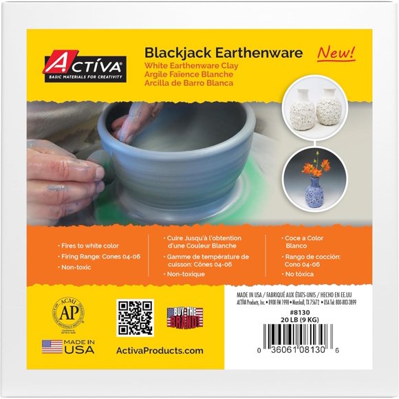 ACTÍVA Blackjack Low Fire Earthenware Clay, White - 20 lb