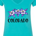 thumbnail image 4 of Inktastic Colorado Columbine Flowers Women's V-Neck T-Shirt, 4 of 5