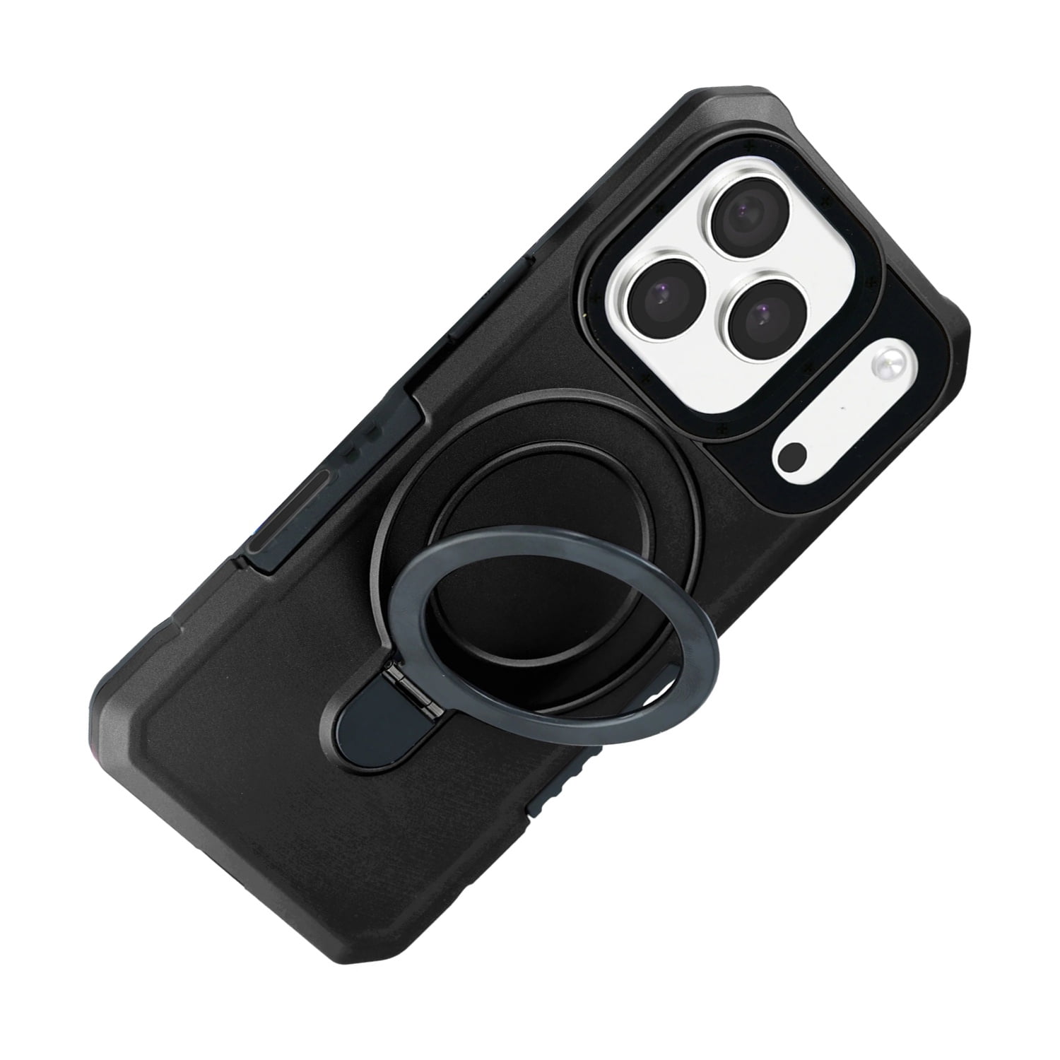 Hard PC Shockproof Case with Ring Holder for iPhone 17 Pro Max - Black