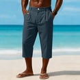 thumbnail image 2 of DODADAWANJ Mens Chino Pants Capris Big and Tall Below Knee Shorts with Pockets Solid Color Outdoor Capri Pant Trendy Beach Casual 3/4 Pants Navy XL, 2 of 9
