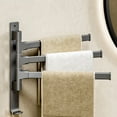 thumbnail image 1 of Hbdhejl Swivel Towel Rack Thicken 4 Arm Towel Bar 180° Space Saving Wall Mounted Towel Holder With Hook Rustproof Swing Out Towel Hanger For Bathroom Kitchen Grey, 1 of 4