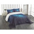 thumbnail image 3 of Ambesonne Astrology Quilted Bedspread Set 3 Pcs, Zodiac Signs in Space, Queen Size, Turquoise Blue and White, 3 of 5