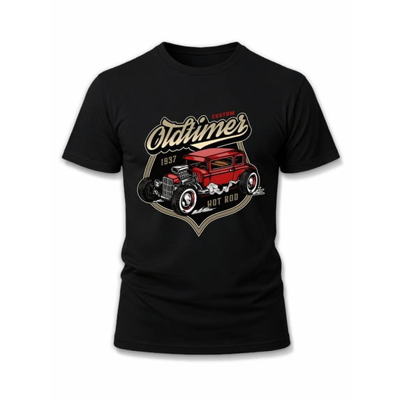 Greenink Custom 1937 Hot Rod T-Shirt men's graphic t shirts black elegantly elegant For summer Casual Daily Wear Trendy Unisex Shirt Graphic Tee tshirts