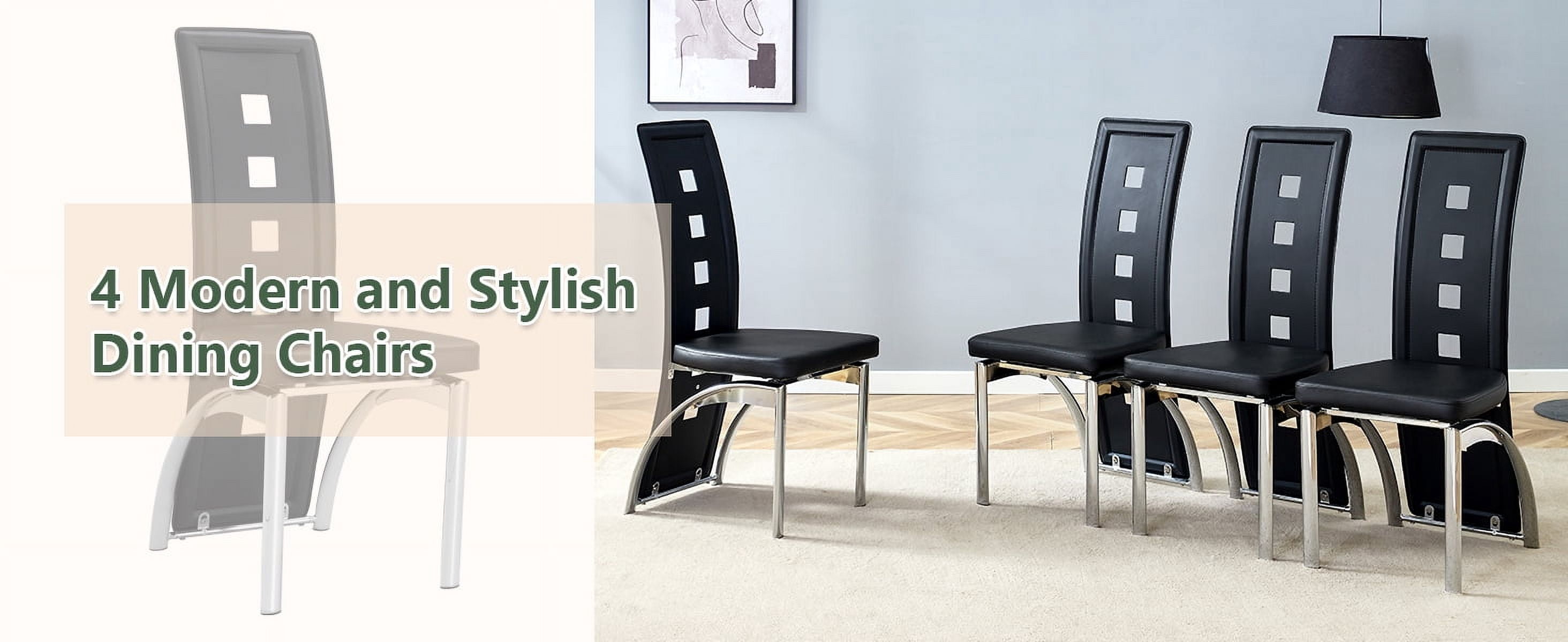Noble House Modern Minimalist 4-Piece Dining Chair Set - Black Saddleback