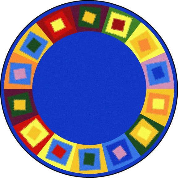 Joy Carpets Kid Essentials Off Balance 7'7" Round Area Rug in Color Brights