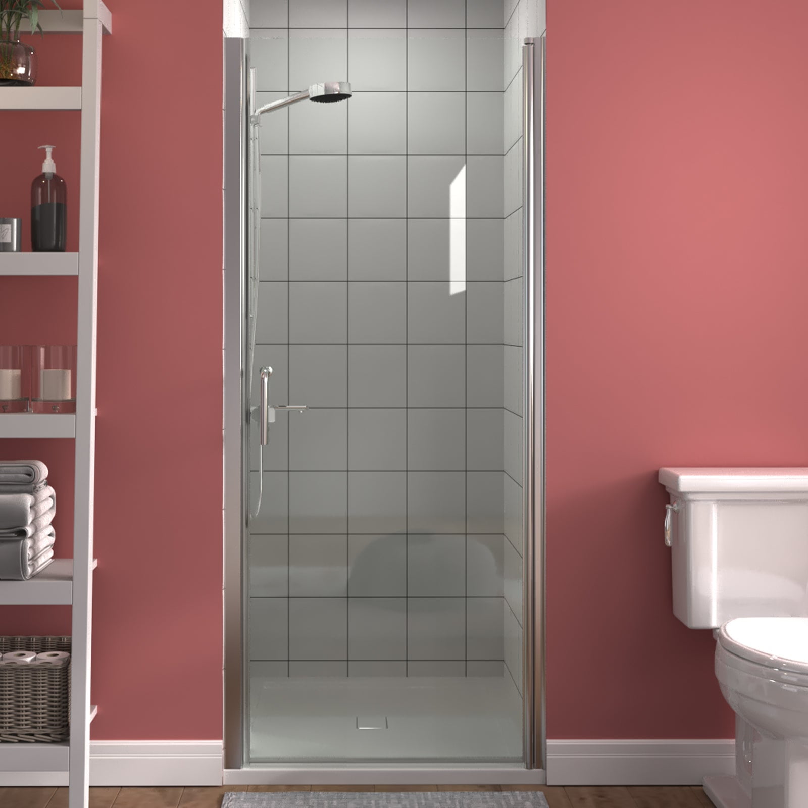 ExBrite 32 33.5 x 72 inch Pivot Shower Door Frameless Hinged in