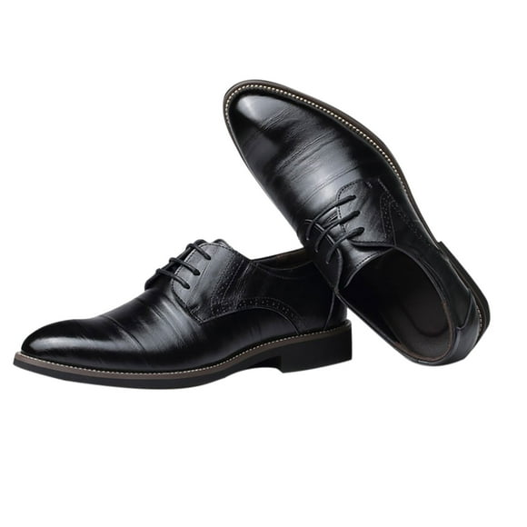 LSLJS Men's Leather Shoes, Men's British Pointed Toe Strap Business Casual Retro Leather Shoes Men's Formal Shoes