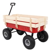 Garden Wagon Cart,Gorilla Cart, Wheelbarrow,Beach Wagon with Big Wheels for Sand,Garden Iron Wood Four Wheel Garden Wagon,97x43x78cm