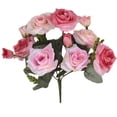 thumbnail image 1 of 13\-Head Artificial Rose Bouquet European\-Style Simulation Home Decoration Wedding Banquet Party Decoration Accessories pink 15x10x30cm, 1 of 9