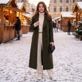 thumbnail image 6 of Rexolia Women's Wool Blend Coat Long Sleeve Notch Lapel Long Trench Fall Winter Office Army Green Women, 6 of 7