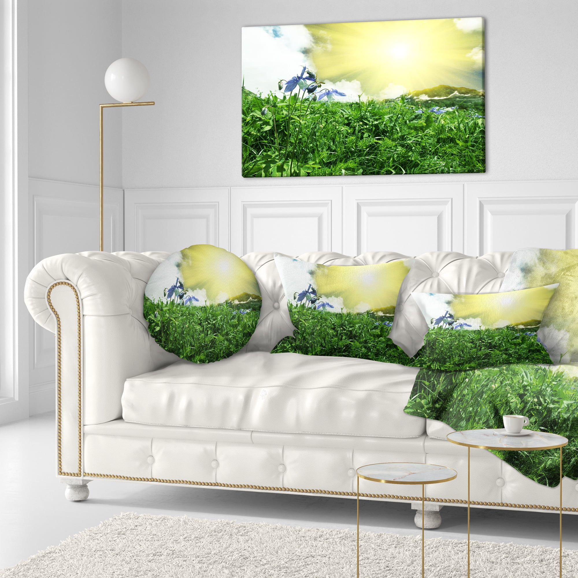 Designart 12" x 20" Green Polyester Throw Pillow