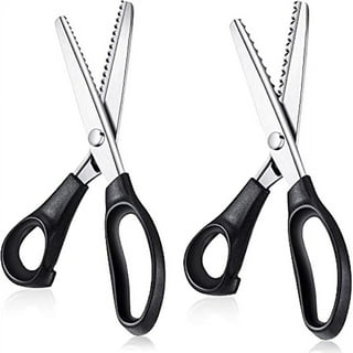 Black Scissors for Fabric Cutting, Zigzag Scissors, Adult Scrapbooking  Scissors Trim Edge, Great for Many Sewing Fabrics, Leather and Kraft Paper,  Professional Handheld Tailor 
