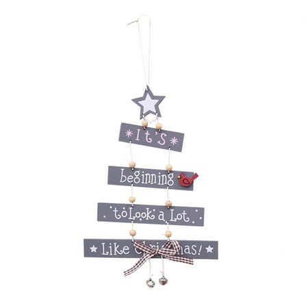 

Christmas Tree Shape Pendants Wooden Christmas Ornaments Color Letter Hanging Ornaments Creative Tree Hanging Ornaments Grey