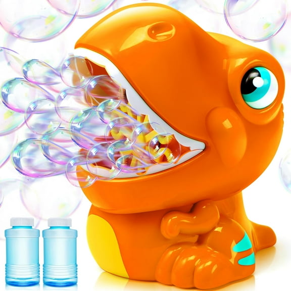 Syncfun Dinosaur Bubble Machine Automatic Bubble Blower with Refill Solutions, Kids Summer Outdoor Indoor Toy, Dinosaur Party Favor, Kids Birthday Gift