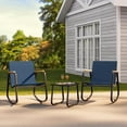 thumbnail image 4 of Noelse 3 Piece Outdoor Textilene Rocking Bistro Set, Patio Furniture Set with Heat-Resistant Armrests and Coffee Table for Porch, Balcony, Blue, 4 of 9