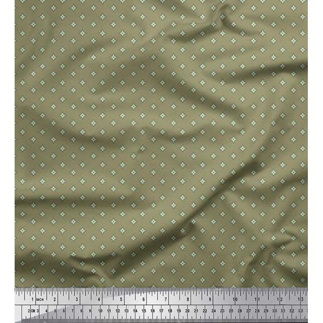 Soimoi Polyester Crepe Fabric Geometric Star Shirting Print Fabric by The Yard 42 Inch Wide