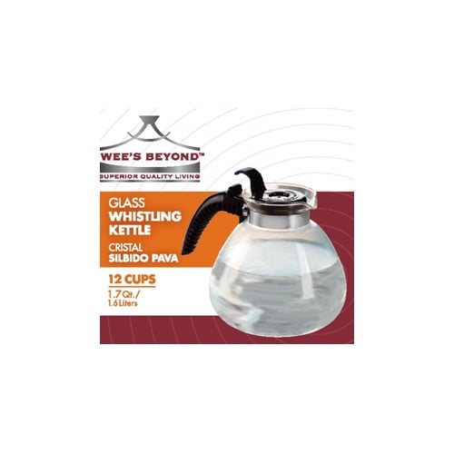 Wees Beyond 7756 Stove Top Glass Whistling Kettle, 12 Cup, Clear/Glass