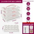 thumbnail image 3 of ARC 3-Tiers Cupcake Carrier Pink - Cupcake Portable Storage Box Dessert Holder With Lid and Handle,Great For Party.Cake Transport Container Store Up To 36 Cupcakes or 3 Large Cakes., 3 of 6