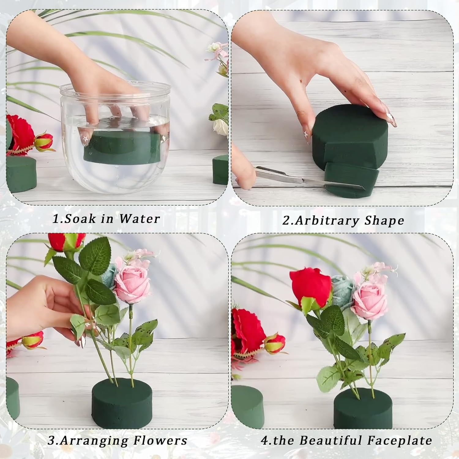 3" Round Green Floral Foam Blocks – Wet/Dry Florist Circles for Artificial & Fresh Flower Arrangements, Wedding Party Home DIY Decor Crafts(RL 10 PCS)