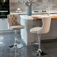 thumbnail image 3 of Holaki Set Of 2, Modern Classic Swivel Velvet Barstools, 25-33 Inch Adjusatble Seat Height, Upholstered Chrome Base Bar Stools With Backs Tufted, For Home Pub, Living Room, Kitchen(Silver Base+Khaki), 3 of 8
