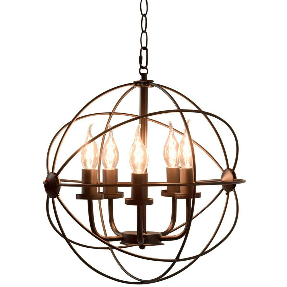 5-Light E14 Farmhouse Chandeliers 15.7" Industrial Pendant Lighting