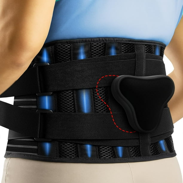 Faja lumbar Dr. Arthritis para aliviar el dolor lumbar con almohadilla lumbar 3D, malla transpirable suave y cinturón de soporte lumbar 6X con tiras alternativas para hernia discal y ciática. Soporte