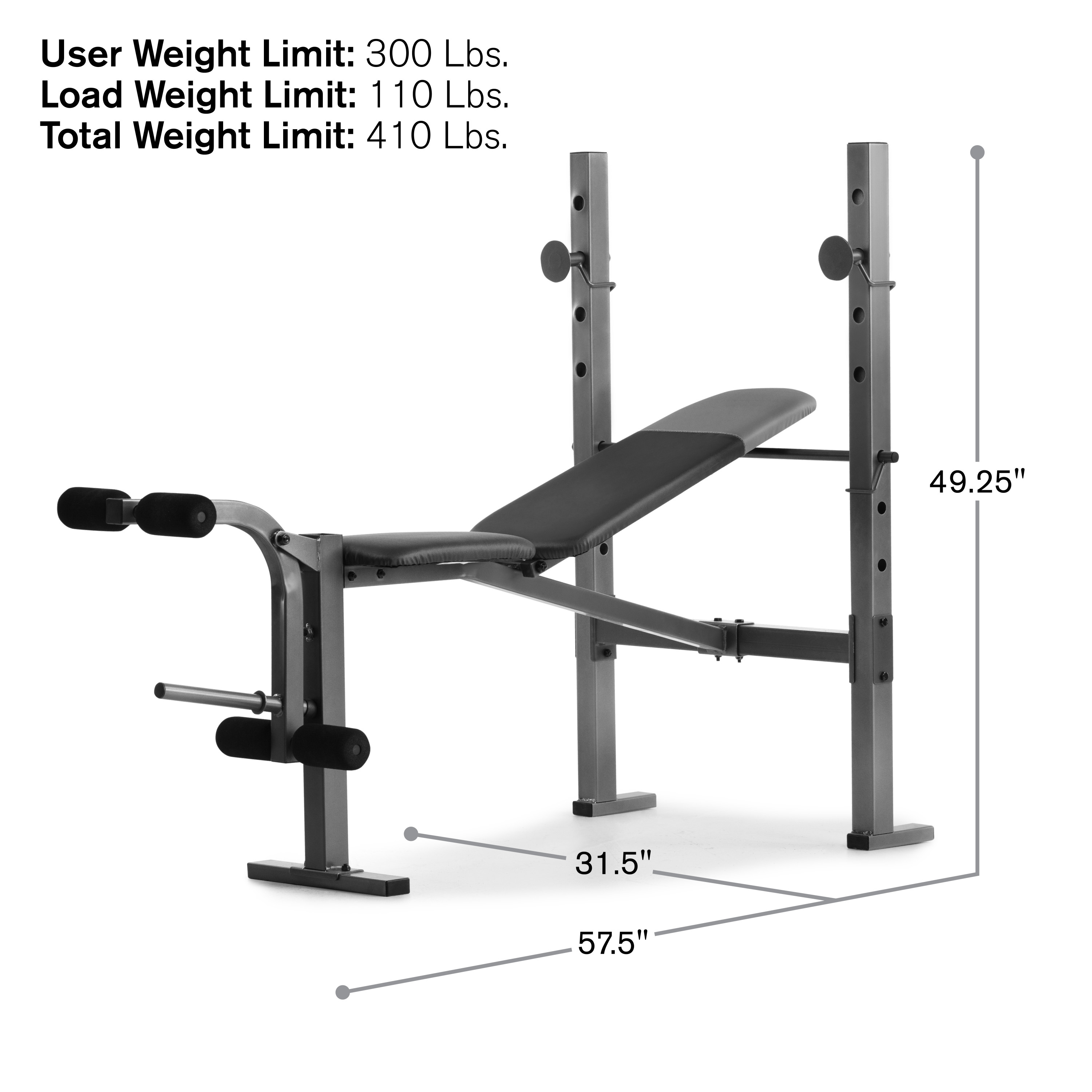 Weider XR 6.1 Adjustable Weight Bench with Leg Developer, 410 lb. Weight Limit - image 4 of 12