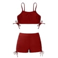 thumbnail image 4 of XAOFW Girl's Summer Swimsuit Sets Two Piece Swimwear For Girls Sleeveless Tankini Tops And Swimming Shorts Solid Color Outdoor Pools Versatile Swimwear Bottom 7-8 Years, 4 of 4