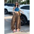 thumbnail image 5 of Women's Polka Dot Print Wide Leg Pants Brown S, 5 of 10