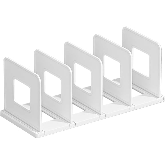 SAYEEC White 4-Section Adjustable Vertical Plastic Desk Organizer for Office & Home