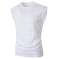 thumbnail image 3 of Men's Solid Crew Neck Wide Shoulder Mesh Sleeveless Tank Top, Breathable Casual Summer Athletic Muscle Gym Vest White, 3 of 8