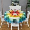 thumbnail image 2 of Tie Dye Soft Petal Ring Pattern Round Tablecloth 60"x60",Wrinkle Wipeable Table Cloth for Kitchen Dining Room Picnic Patio Party, 2 of 6